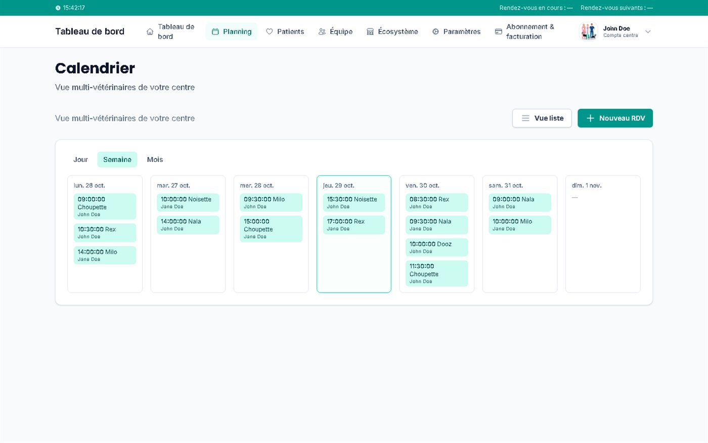 The centre's multi-vet calendar in Vetzy